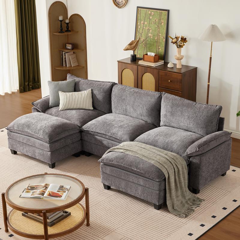 The Flex — L/U Modular Cloud Sofa with Ottoman Table