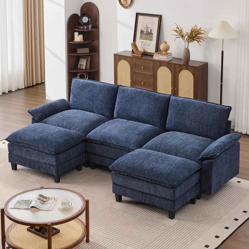The Flex — L/U Modular Cloud Sofa with Ottoman Table