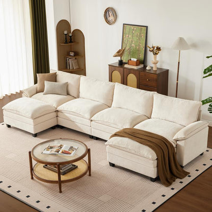 The Flex — L/U Modular Cloud Sofa with Ottoman Table