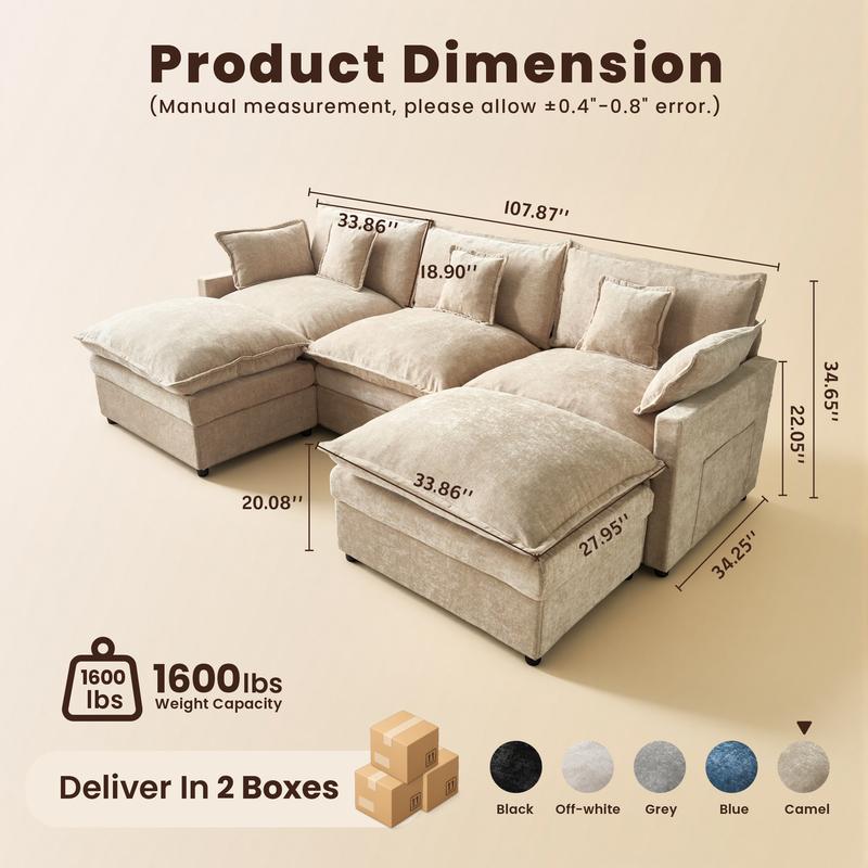 The Haven — 108" U-Shaped Cloud Sectional