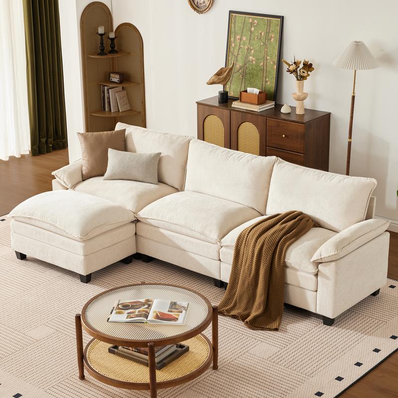 The Flex — L/U Modular Cloud Sofa with Ottoman Table