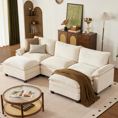 The Flex — L/U Modular Cloud Sofa with Ottoman Table
