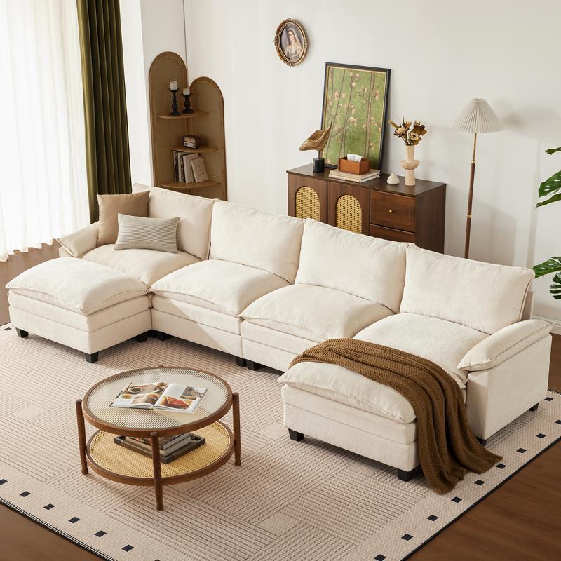 The Flex — L/U Modular Cloud Sofa with Ottoman Table