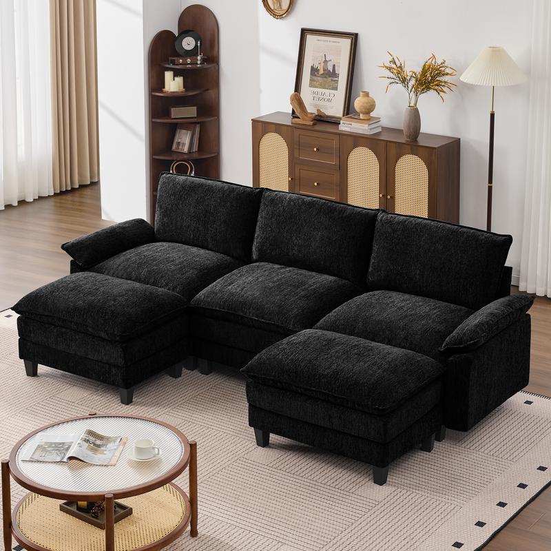 The Flex — L/U Modular Cloud Sofa with Ottoman Table
