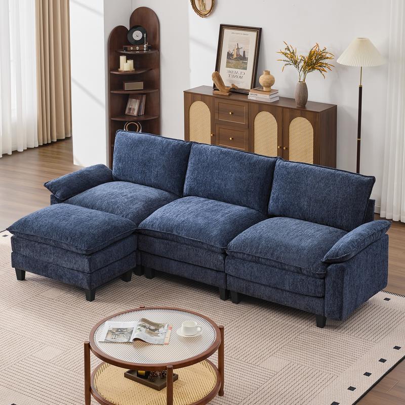The Flex — L/U Modular Cloud Sofa with Ottoman Table