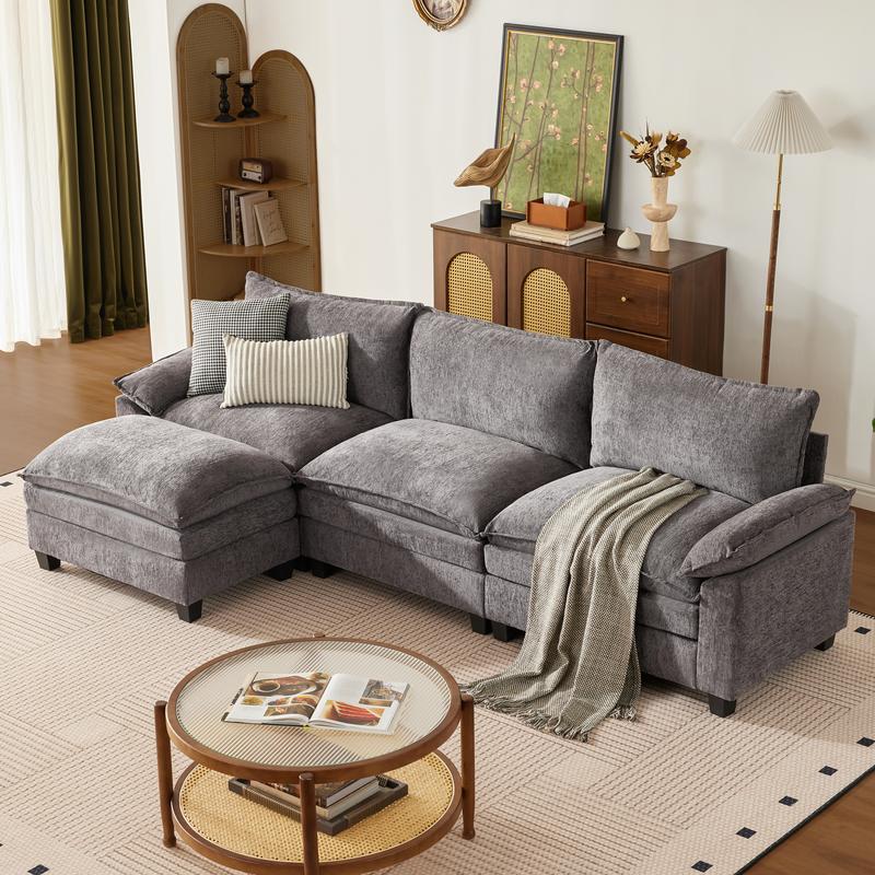 The Flex — L/U Modular Cloud Sofa with Ottoman Table