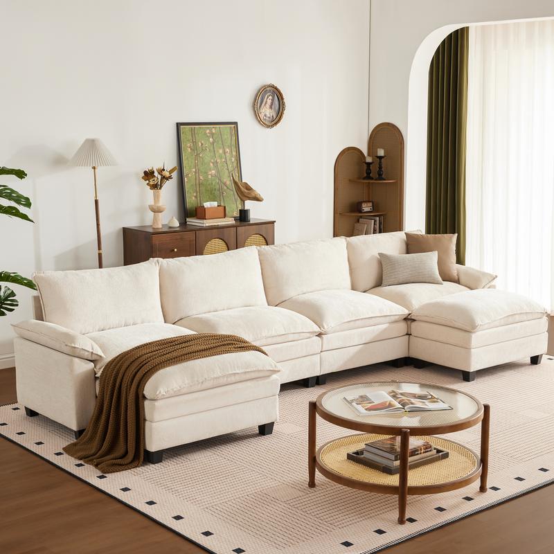 The Flex — L/U Modular Cloud Sofa with Ottoman Table