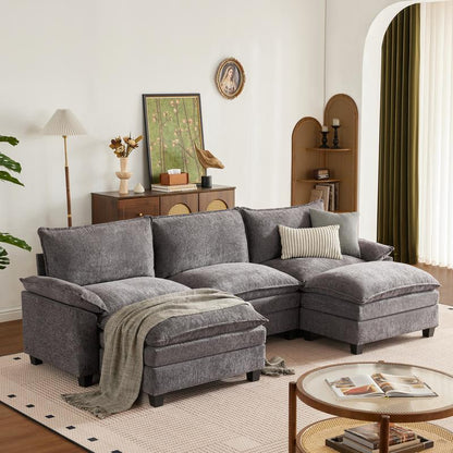 The Flex — L/U Modular Cloud Sofa with Ottoman Table